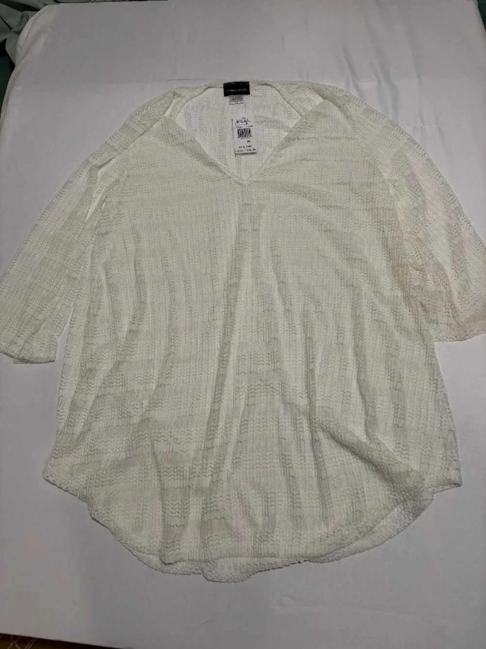 NWT Jordan Taylor White Chevron Textured Swim Cover Up Tunic Top Size XL